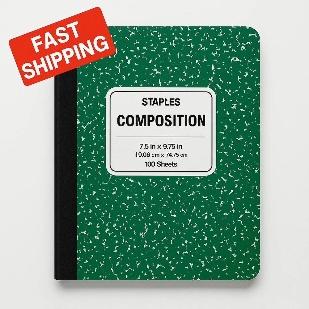 2x Staples Composition Notebook‎ Green College Ruled 100 Sheets